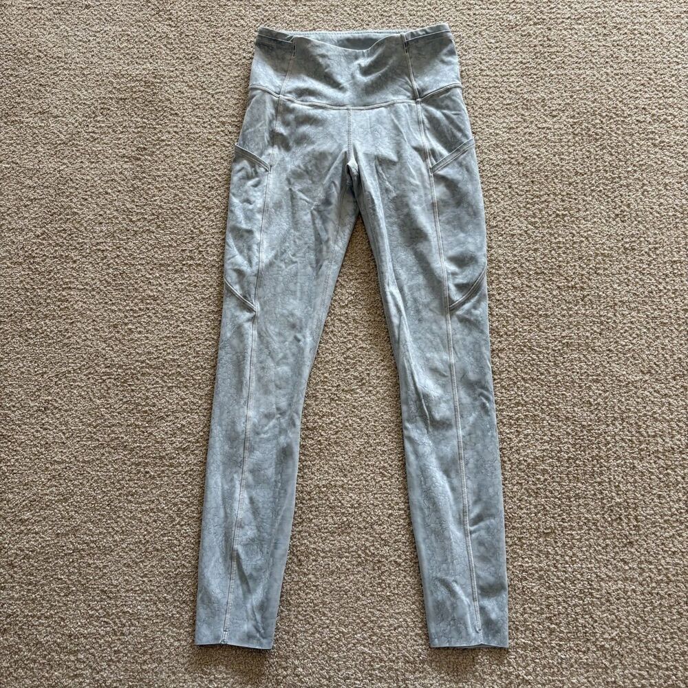 Lululemon Fast And Free High-Rise Tight 25 Leggings Womens 4 Gray Pockets